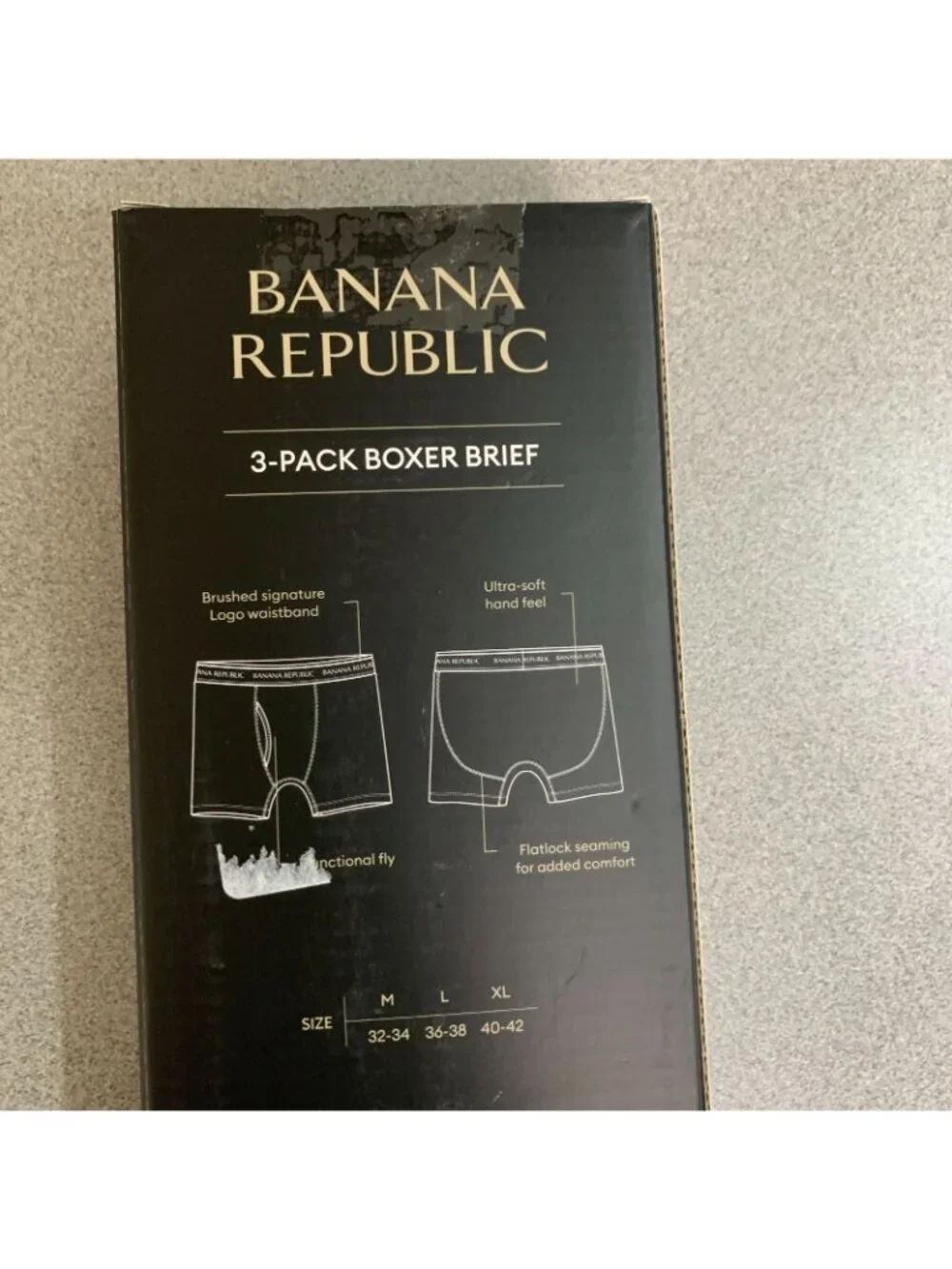 NWT Banana Republic Men's XL Black 3-Pack Boxer Briefs Comfort Waistband